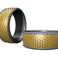 Silver Band with Golden Basket Weave  - Thumbnail 1