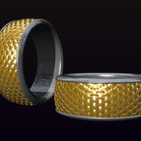 Silver Band with Golden Basket Weave  - Thumbnail 2