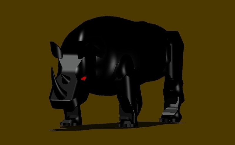 BLACK RHINOCEROS MODEL DISPLAY