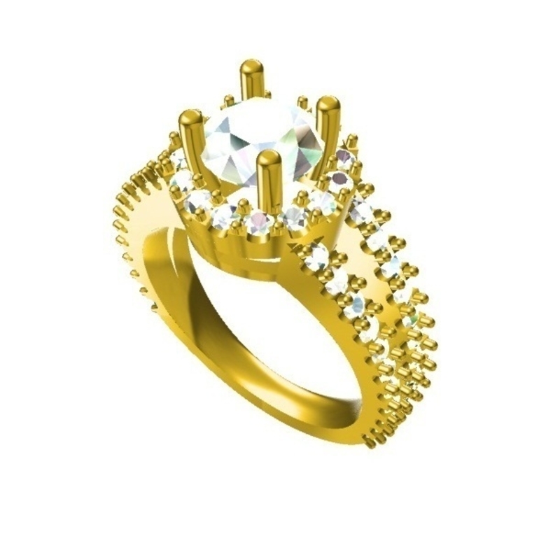3D CAD Design Of Womens Engagement Ring
