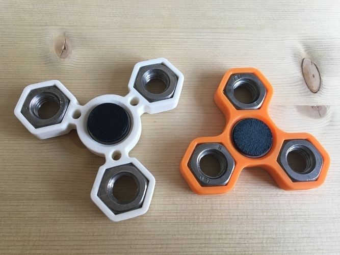 Fidget Hand triple Spinner with 3xM14 hex nuts 3D Print 155948