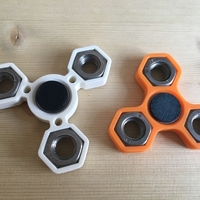 Small Fidget Hand triple Spinner with 3xM14 hex nuts 3D Printing 155948