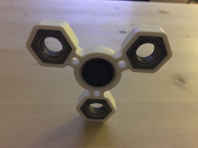 Fidget Hand triple Spinner with 3xM14 hex nuts 3D Print 155949