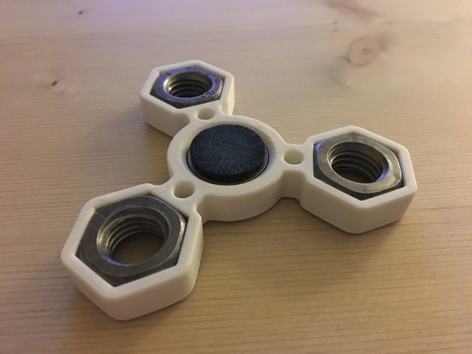 Fidget Hand triple Spinner with 3xM14 hex nuts 3D Print 155951