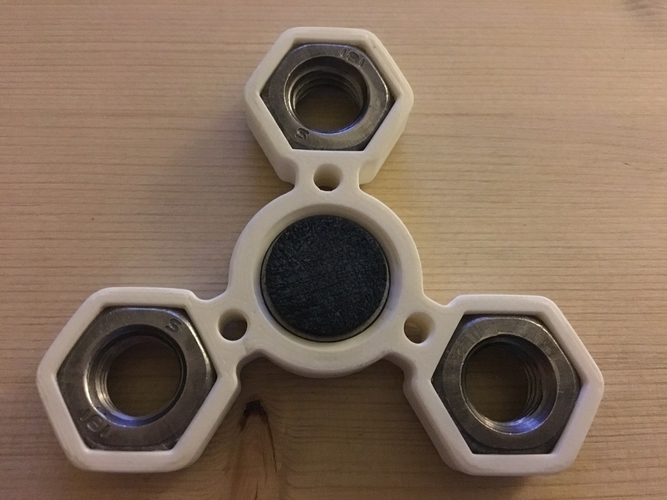 Fidget Hand triple Spinner with 3xM14 hex nuts 3D Print 155952