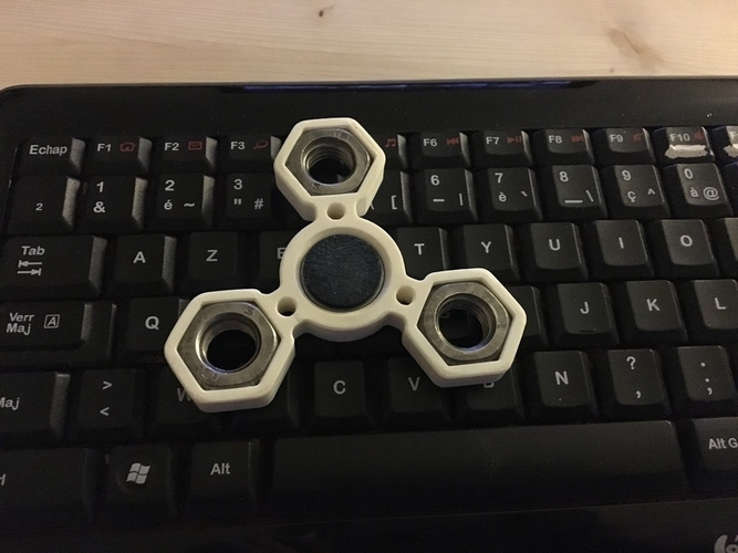 Fidget Hand triple Spinner with 3xM14 hex nuts 3D Print 155953