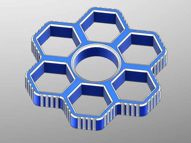 Fidget Hand Sixtuple Spinner with 6xM12 hex nuts 3D Print 155954