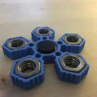 Small  Fidget Hand Quintuple Spinner with 5xM14 hex nuts REMIX 3D Printing 155956