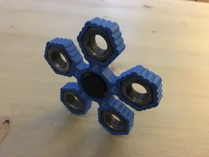  Fidget Hand Quintuple Spinner with 5xM14 hex nuts REMIX 3D Print 155957