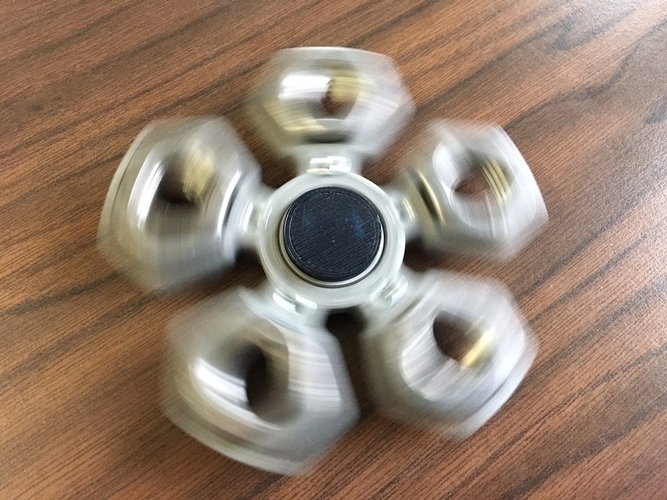Fidget Hand Quintuple Spinner with 5xM14 hex nuts 3D Print 155965