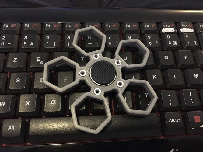 Fidget Hand Quintuple Spinner with 5xM14 hex nuts 3D Print 155966