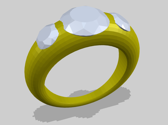 Simple Ring with 3 Diamonds 3D Print 156189