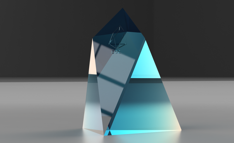 EOS geometric figure with logo