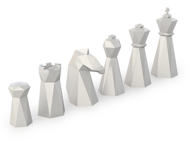 Low Poly Chess Set 3D Print 156324