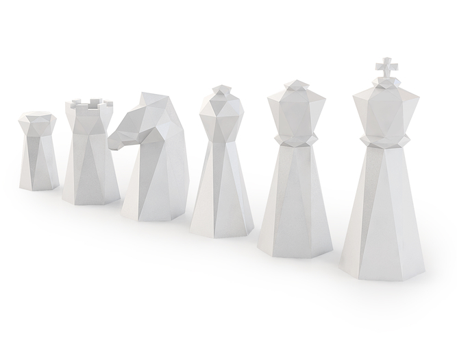 Low Poly Chess Set 3D Print 156325