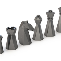 Small Low Poly Chess Set 3D Printing 156326