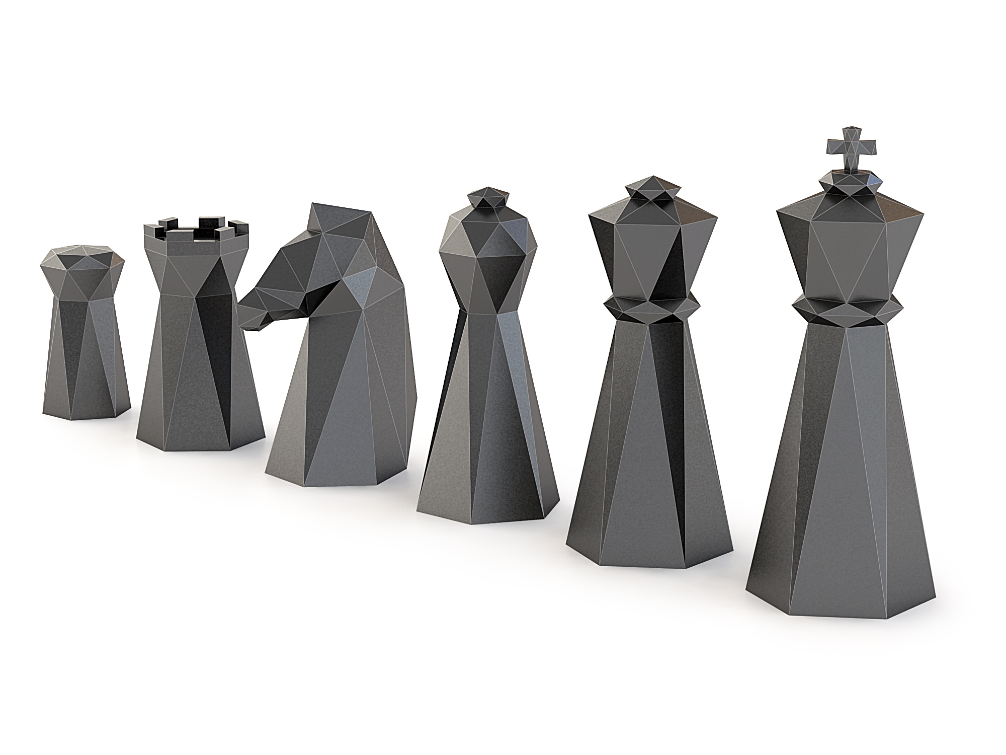 Free STL file CHESS SET 3d LOW POLY STYLE ♟️・3D printer design to download ・Cults