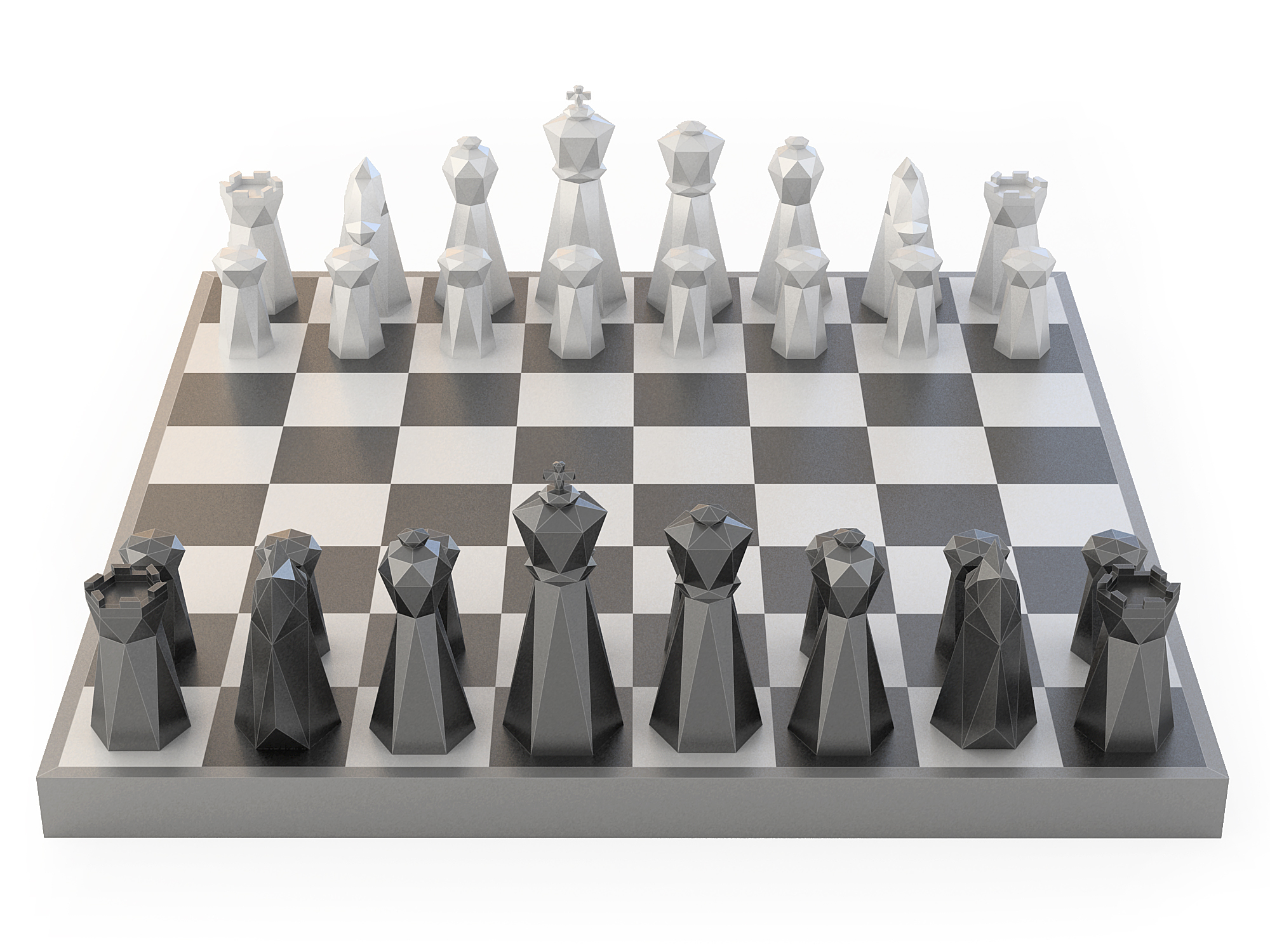Free STL file CHESS SET 3d LOW POLY STYLE ♟️・3D printer design to download ・Cults