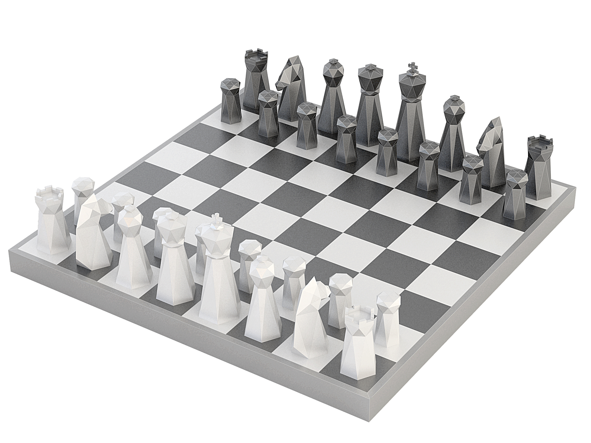 Free STL file CHESS SET 3d LOW POLY STYLE ♟️・3D printer design to download ・Cults