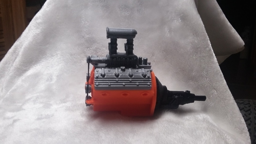 remix of HotRod V8 twin carb blown nostalgic engine by macone1,  3D Print 156428