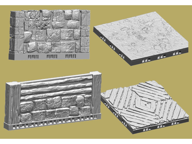OpenLOCK Tile Samples Dirt Shanty Stone Log Walls and Floors - Pinshape
