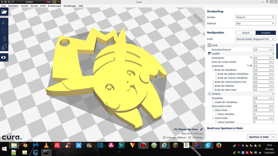 Pikachu Key Chain 3D Print 156730
