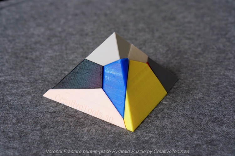 Voronoi Fracture Print-in-Place Pyramid Puzzle 3D Print 156935