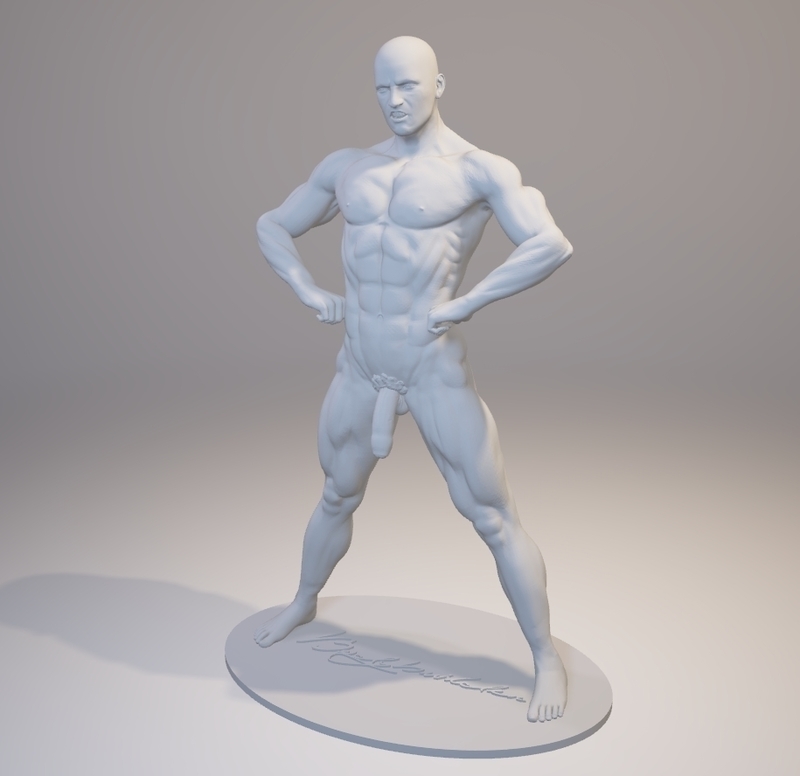 Naked Bodybuilder Statue with penis