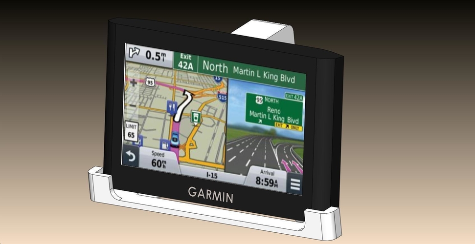 3D Printed Garmin Nuvi 55 Dash Mount by wperko