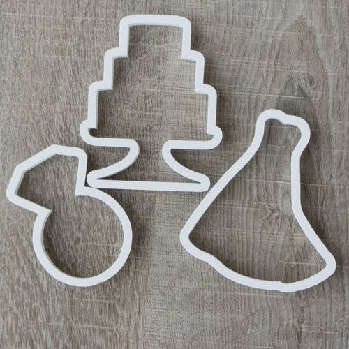 Wedding Set with Cake and Ring and Dress cookie cutter 3D Print 158738