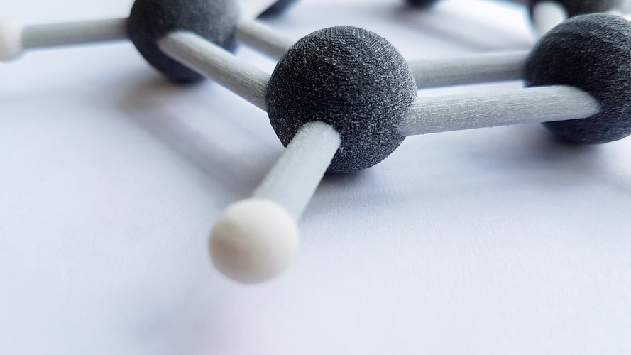 Benzene molecule ball-and-stick model 3D Print 158884