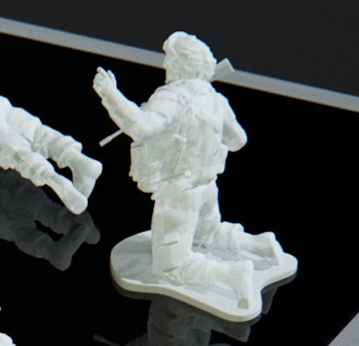 Modern Soldier getting shot pose on knees (esc: 1/24) 3D Print 158887