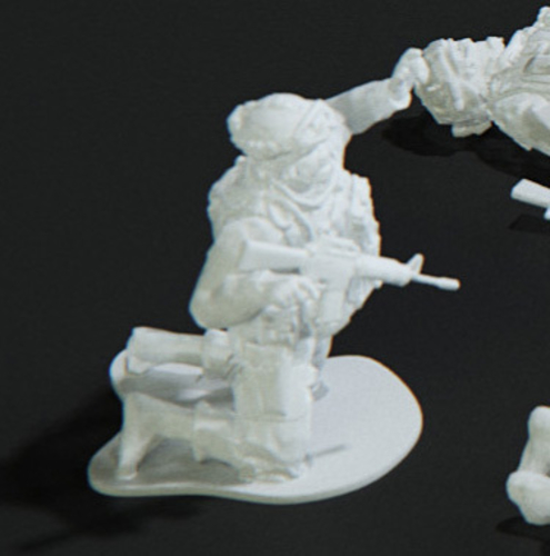 Modern Soldier getting shot pose on knees (esc: 1/24) 3D Print 158888