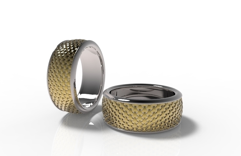 Silver Band with Golden Basket Weave 