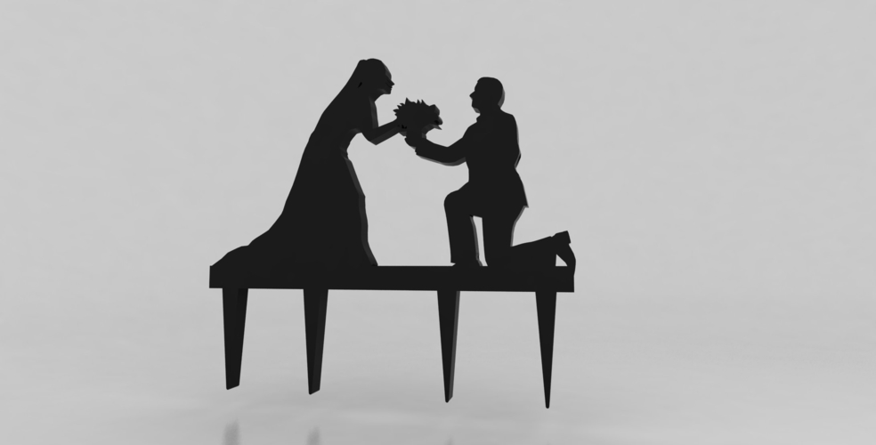 Silhouette Wedding Cake Topper #3 3D Print 162864