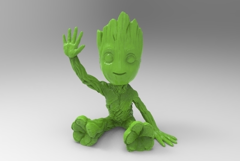 baby groot sitting waving