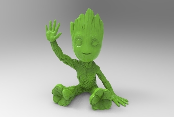 baby groot sitting waving