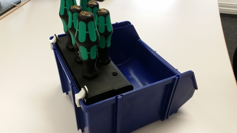 Wera screwdriver rack holder for an open fronted storage bin