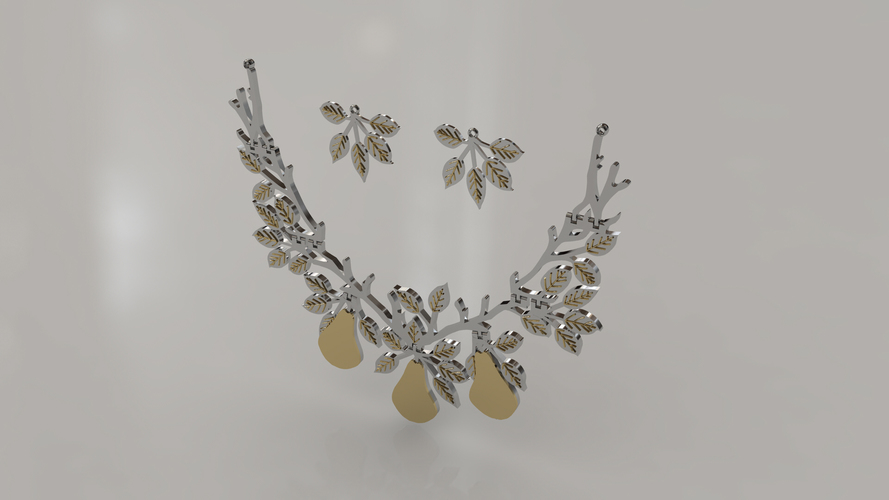 Pear Jewelry Set (easy to print) 3D Print 16522