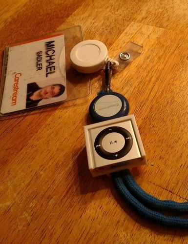 Apple iPod Shuffle (4th Gen) holder for work badge lanyard 3D Print 166492