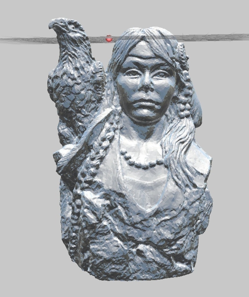 Native American (Indian) Girl with Eagle Statue