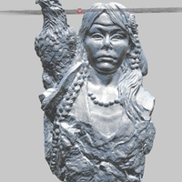 Small Native American (Indian) Girl with Eagle Statue 3D Printing 166770