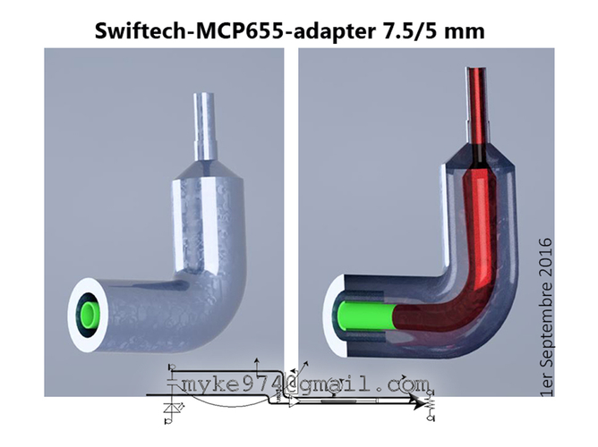 Swiftech MCP655 pump adapter 7.5mm v1 3D Print 168593