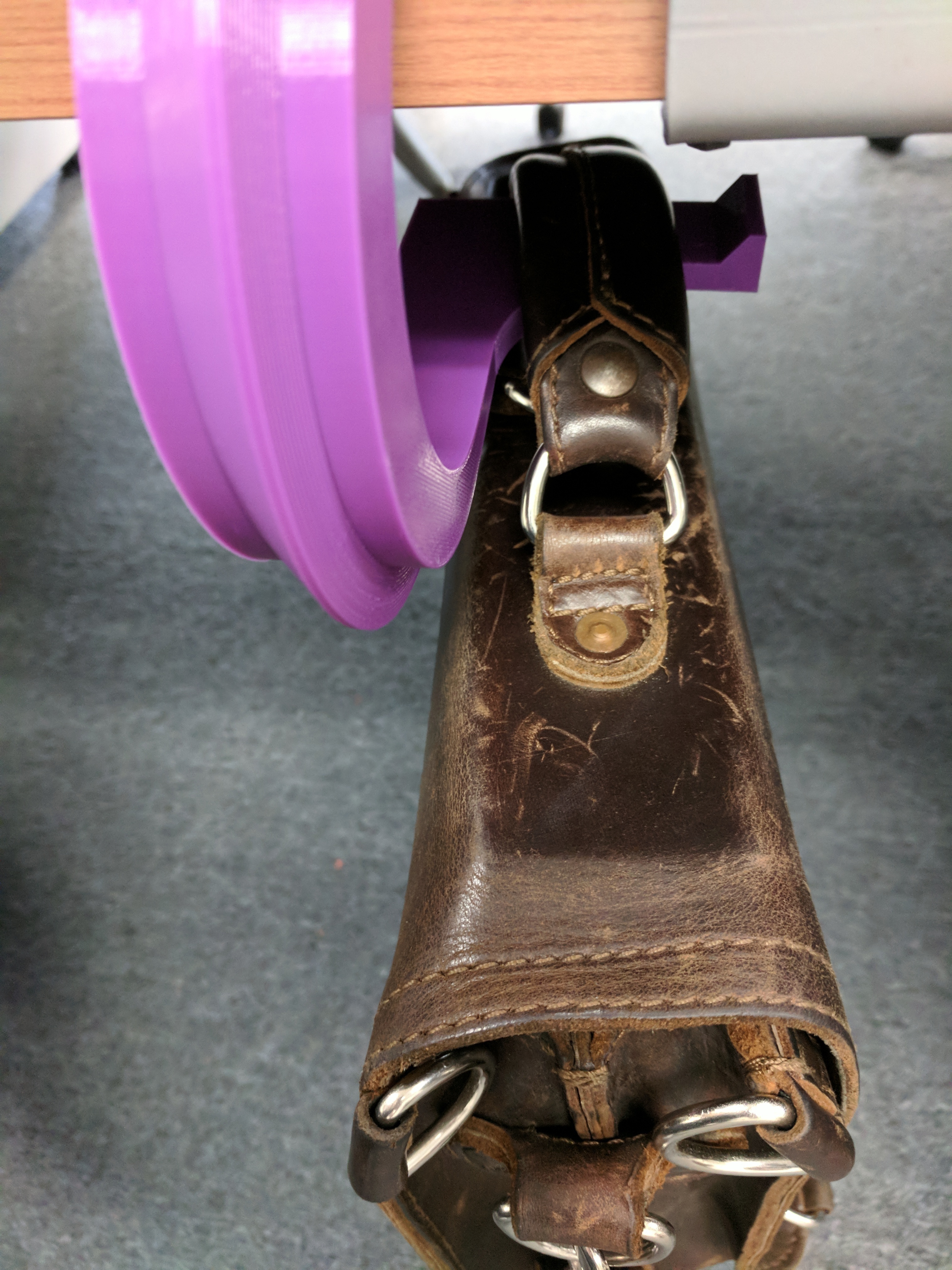 3d Printed Under Desk Table Bag Holder By Obviousninja Pinshape