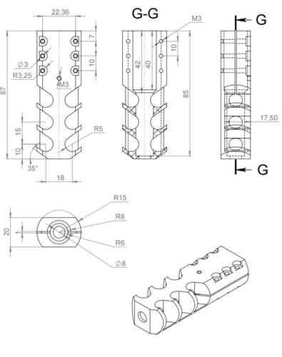 Airsoft SVD Dragunov muzzle brake 3D Print 170235