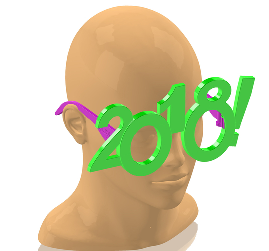 2018 Happy New Year Fun Glasses 3D Print 170449