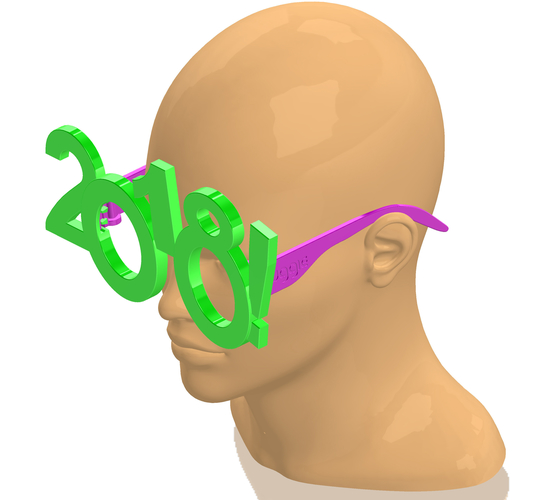 2018 Happy New Year Fun Glasses 3D Print 170450