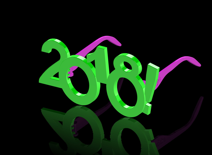2018 Happy New Year Fun Glasses 3D Print 170455