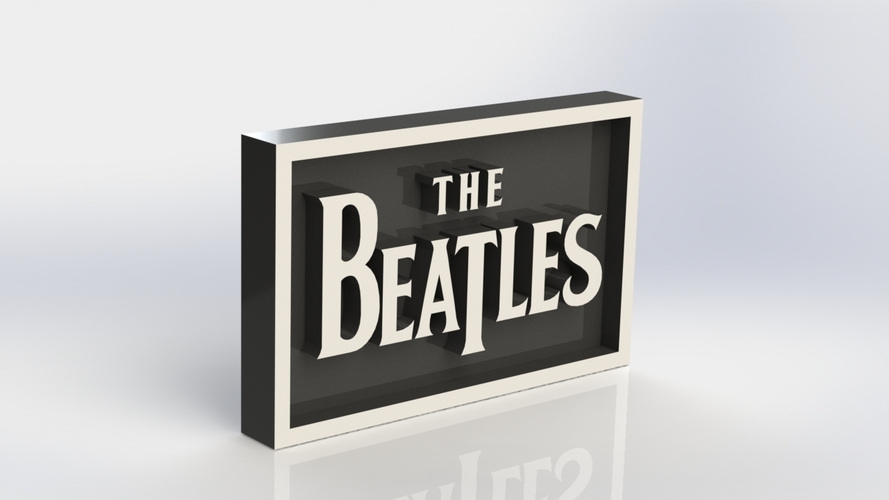 Beatles Logo Plaque Rectangle 3D Print 171095