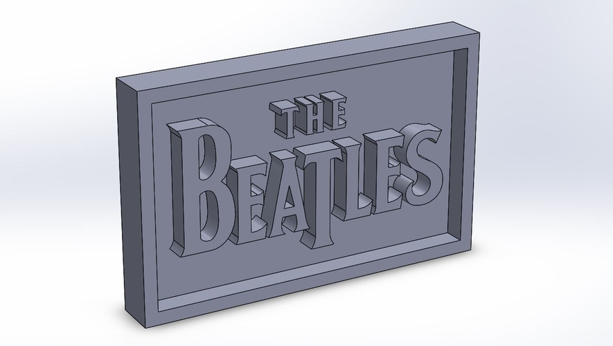 Beatles Logo Plaque Rectangle 3D Print 171096